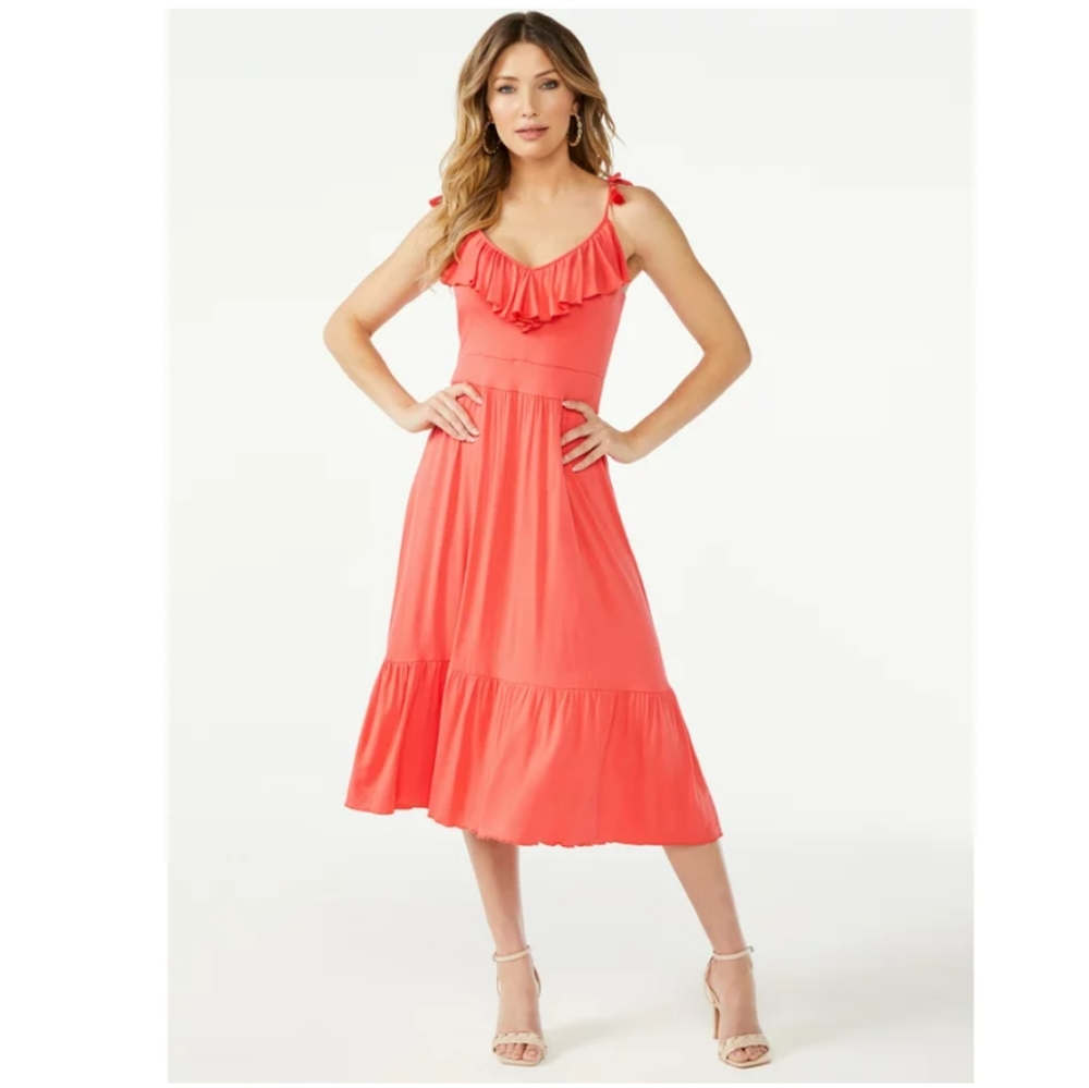 Sofia Vergara Women's Tiered Maxi Dress with Ruffle Front